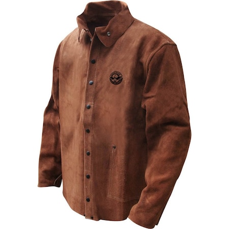 Bdg Cowhide Welding Jacket, Split Cowhide, Metal Snaps Closure, Brown, XL 60-1-126-XL
